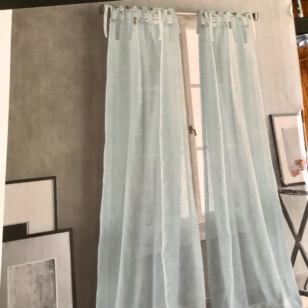 DKNY Paradox Tie Tabs Window Panels, Pair, 50" x 84" in Aqua Color